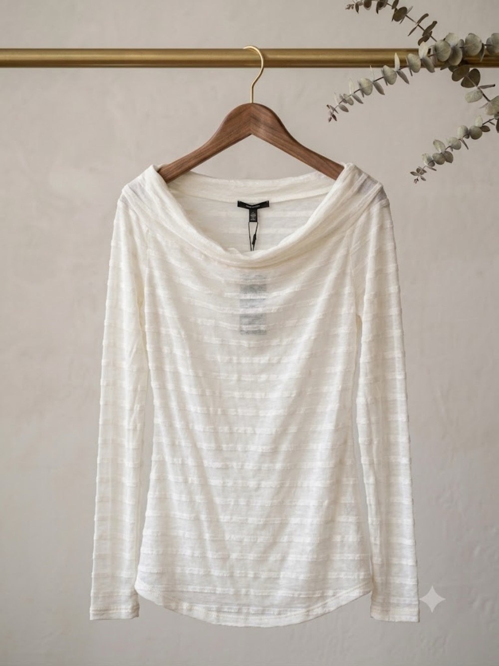 NWT Women’s Cream Draped Neck Lightweight Sweater
